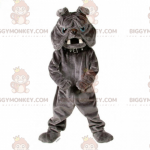 BIGGYMONKEY™ grå bulldogmaskotkostume med krave -