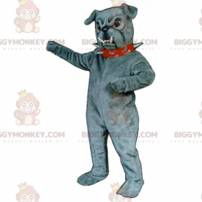 Kostým maskota šedého buldoka BIGGYMONKEY™ s ostnatým límcem –