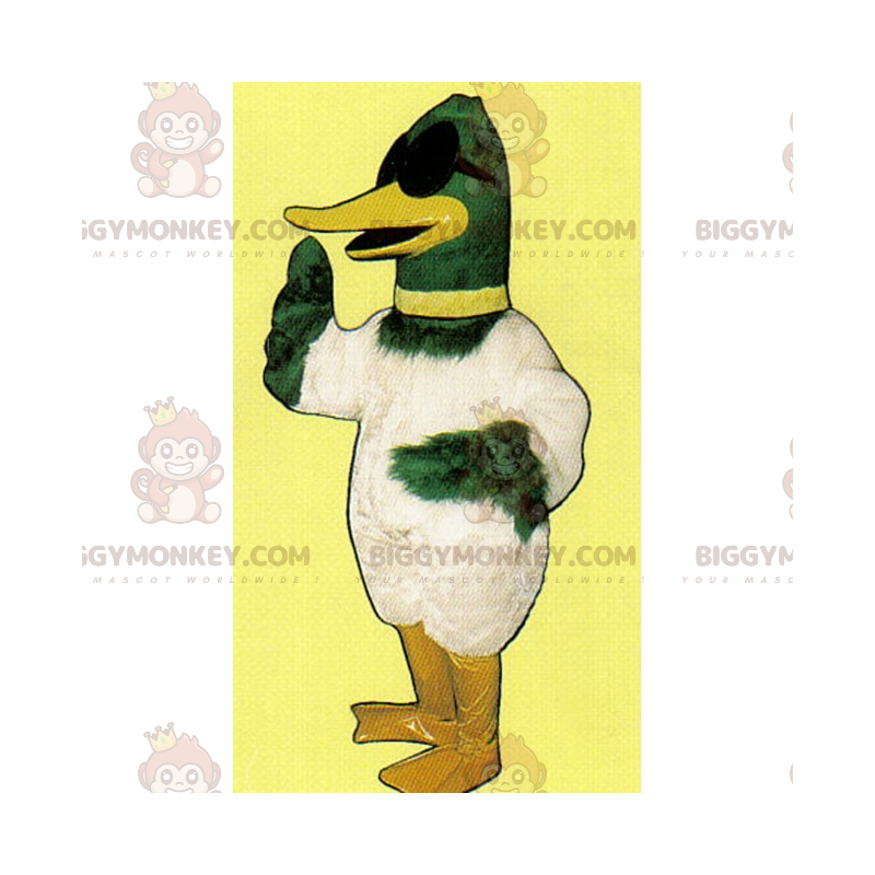 Costume de mascotte BIGGYMONKEY™ de canard aux lunettes noires