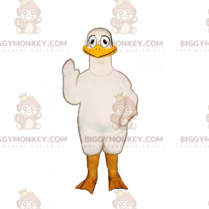 Costume de mascotte BIGGYMONKEY™ de canard blanc et souriant -
