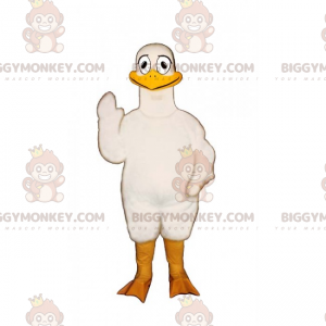 Traje de mascote de pato branco sorridente BIGGYMONKEY™ –