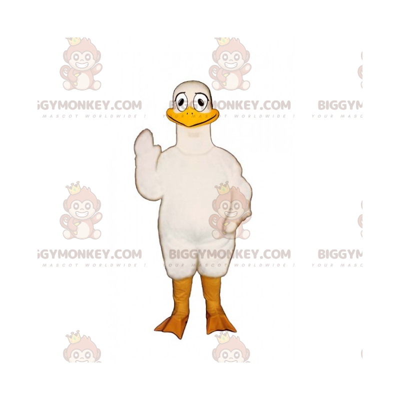 Costume da mascotte BIGGYMONKEY™ da anatra bianca sorridente -