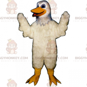 Lächelnde weiße Ente BIGGYMONKEY™ Maskottchen-Kostüm -