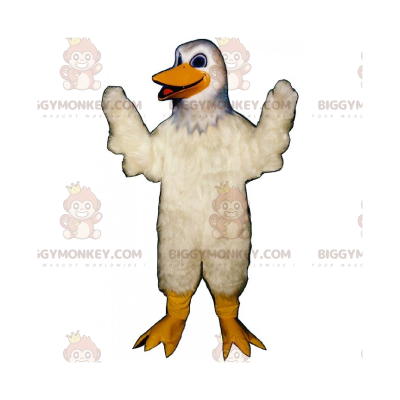 Lächelnde weiße Ente BIGGYMONKEY™ Maskottchen-Kostüm -