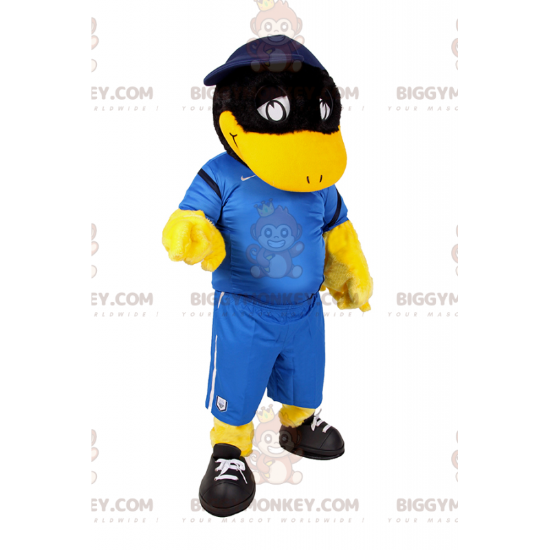 BIGGYMONKEY™ Mascot Costume Black Duck In Soccer Outfit –