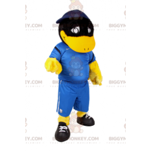 Kostým maskota BIGGYMONKEY™ Černá kachna ve fotbalovém oblečení