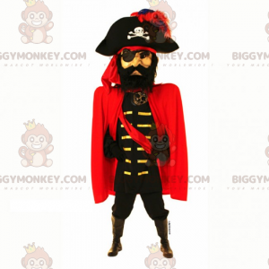 Costume de mascotte BIGGYMONKEY™ de capitaine pirate avec cape