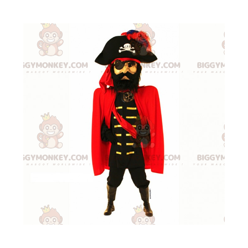 Pirate Captain BIGGYMONKEY™ Mascot Costume with Cape -