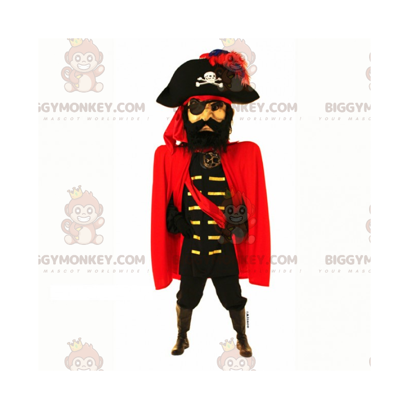Piratenkapitän BIGGYMONKEY™ Maskottchenkostüm mit Umhang -