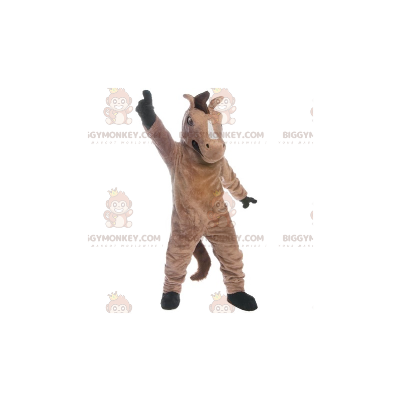 Costume mascotte BIGGYMONKEY™ cavallo gigante marrone e nero di