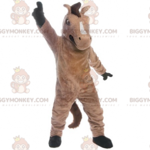 Succesfuldt kæmpe brun og sort hest BIGGYMONKEY™ maskotkostume
