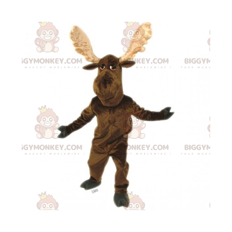 Costume da mascotte caribù con grandi corna BIGGYMONKEY™ -