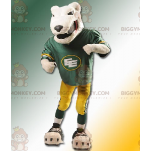 Hårdt udseende Tan Bear Mascot Costume BIGGYMONKEY™ i sportstøj
