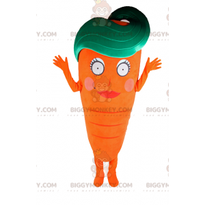Disfraz de mascota Zanahoria BIGGYMONKEY™ con rostro femenino -