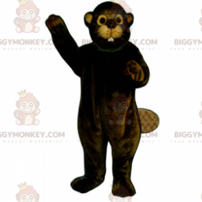 Costume de mascotte BIGGYMONKEY™ de castor aux oreilles beiges