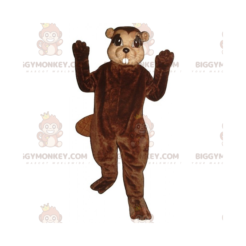 BIGGYMONKEY™ Mascottekostuum met kleine oren bever -