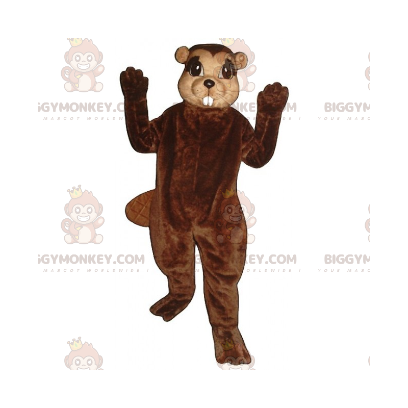 Costume de mascotte BIGGYMONKEY™ de castor aux petites oreilles