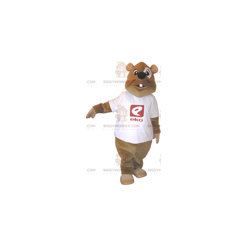 Disfraz de mascota de castor BIGGYMONKEY™ con camiseta -