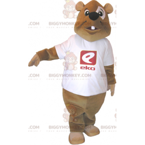 Costume de mascotte BIGGYMONKEY™ de castor avec tee-shirt -