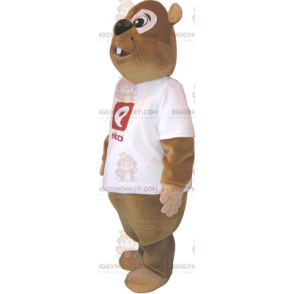 Costume de mascotte BIGGYMONKEY™ de castor avec tee-shirt -