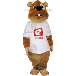 Costume de mascotte BIGGYMONKEY™ de castor avec tee-shirt -