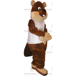 Traje de mascote de castor de olhos grandes BIGGYMONKEY™ –