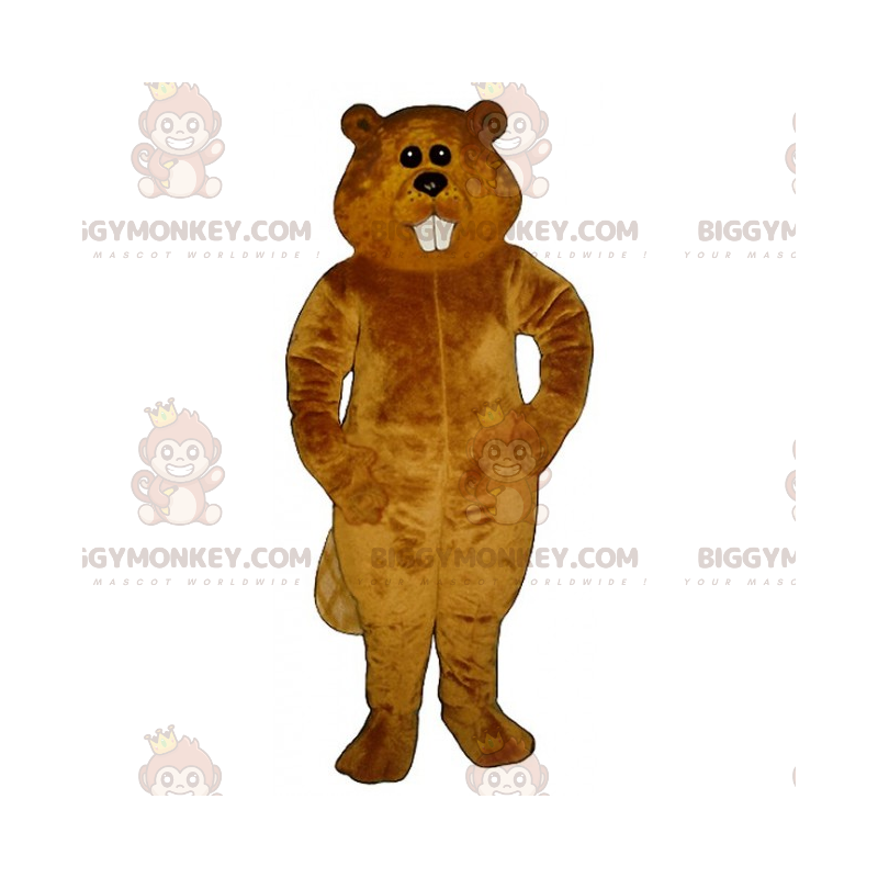 BIGGYMONKEY™ Costume mascotte castoro marrone dai denti grandi