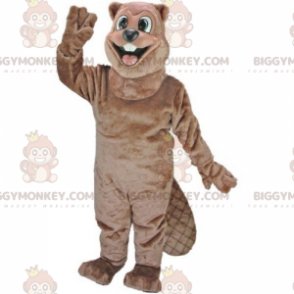 Costume de mascotte BIGGYMONKEY™ de castor souriant -