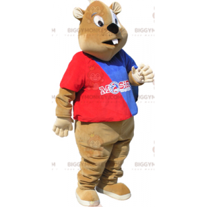 Traje de mascote de castor apoiador BIGGYMONKEY™ –