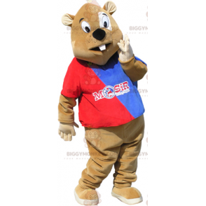 Costume della mascotte del tifoso Castoro BIGGYMONKEY™ -