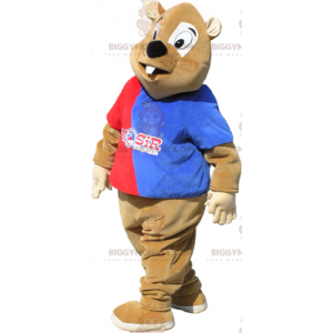 Costume della mascotte del tifoso Castoro BIGGYMONKEY™ -