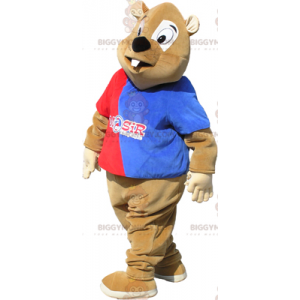 Traje de mascote de castor apoiador BIGGYMONKEY™ –