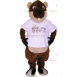 Costume de mascotte BIGGYMONKEY™ de castor yeux ronds -