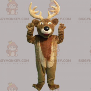 Traje de mascote de veado BIGGYMONKEY™ com chifres grandes –