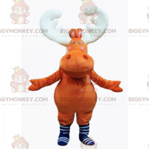 Costume de mascotte BIGGYMONKEY™ de cerf en peluche avec cornes