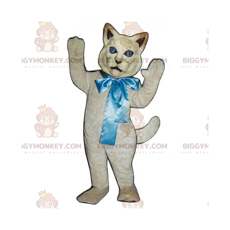 Costume de mascotte BIGGYMONKEY™ de chat avec grand nœud -