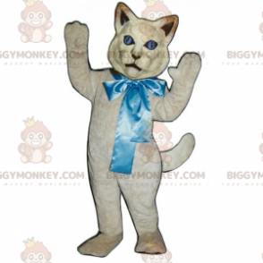 Costume de mascotte BIGGYMONKEY™ de chat avec grand nœud -