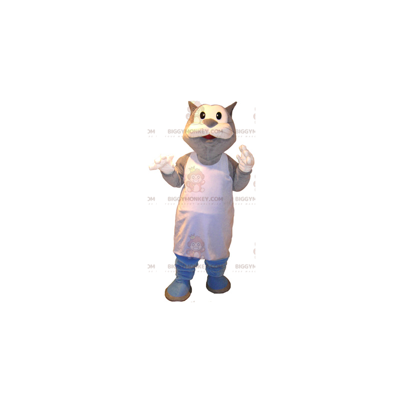 Cat BIGGYMONKEY™ mascottekostuum met witte schort -