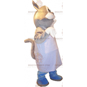 Costume de mascotte BIGGYMONKEY™ de chat avec tablier blanc -