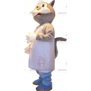 Στολή μασκότ γάτας BIGGYMONKEY™ με λευκή ποδιά - Biggymonkey.com