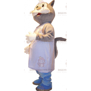 Katt BIGGYMONKEY™ maskotdräkt med vitt förkläde - BiggyMonkey