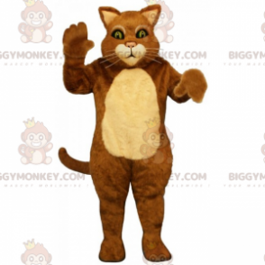 Δίχρωμη στολή μασκότ γάτας BIGGYMONKEY™ με μακρύ μουστάκι -