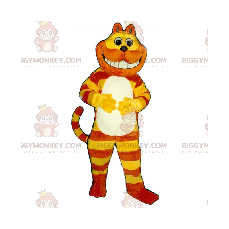 Traje de mascote de gato bicolor amarelo e laranja BIGGYMONKEY™
