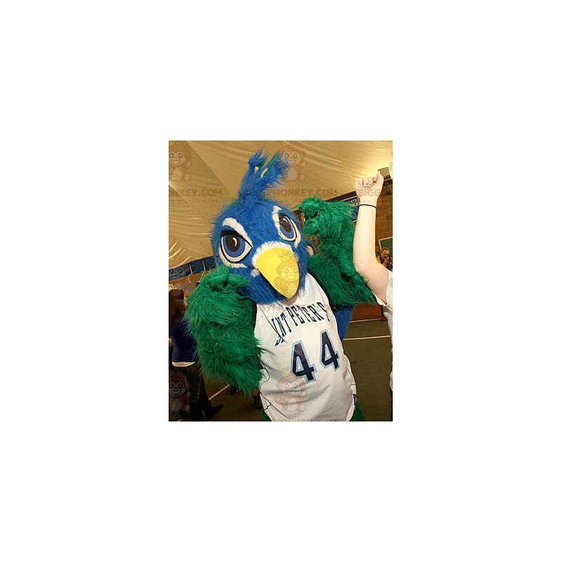 All Hairy Blue and Green Bird BIGGYMONKEY™ Mascot Costume -