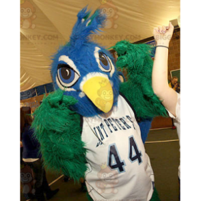 All Hairy Blue and Green Bird BIGGYMONKEY™ Mascot Costume -