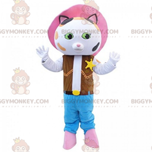 Costume de mascotte BIGGYMONKEY™ de chat en tenue de cowboy -