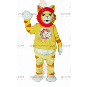 Disfraz de mascota de gato rayado amarillo BIGGYMONKEY™ -