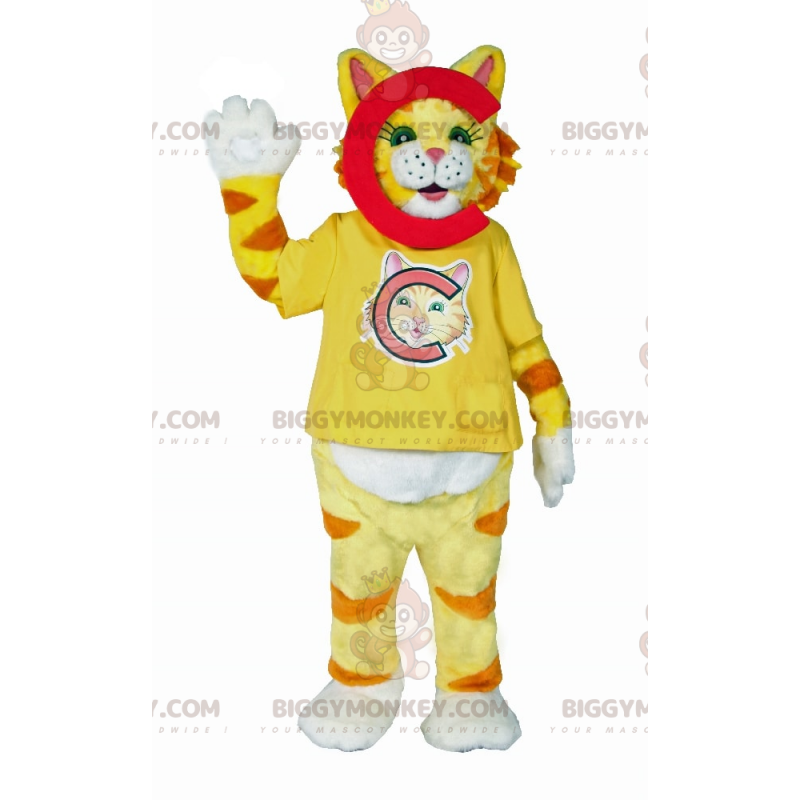 Kostium maskotki kota w żółte paski BIGGYMONKEY™ -