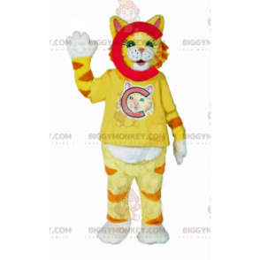 BIGGYMONKEY™ Costume da mascotte gatto a righe gialle -