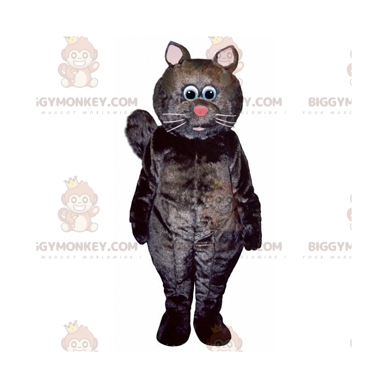 Costume de mascotte BIGGYMONKEY™ de chat noir au nez rose -